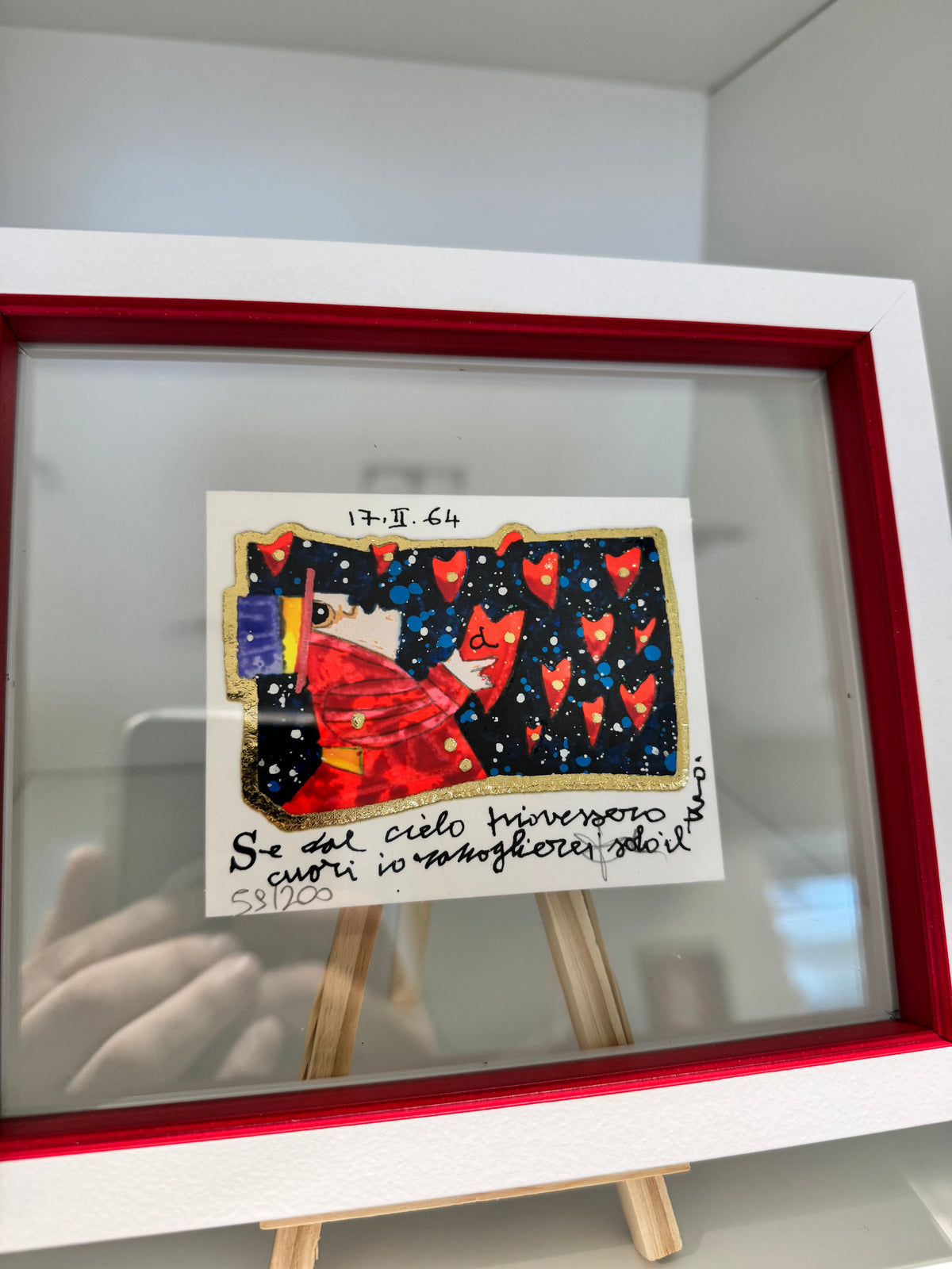 Se dal cielo piovessero cuori, serigrafia Musante firmata, dettaglio