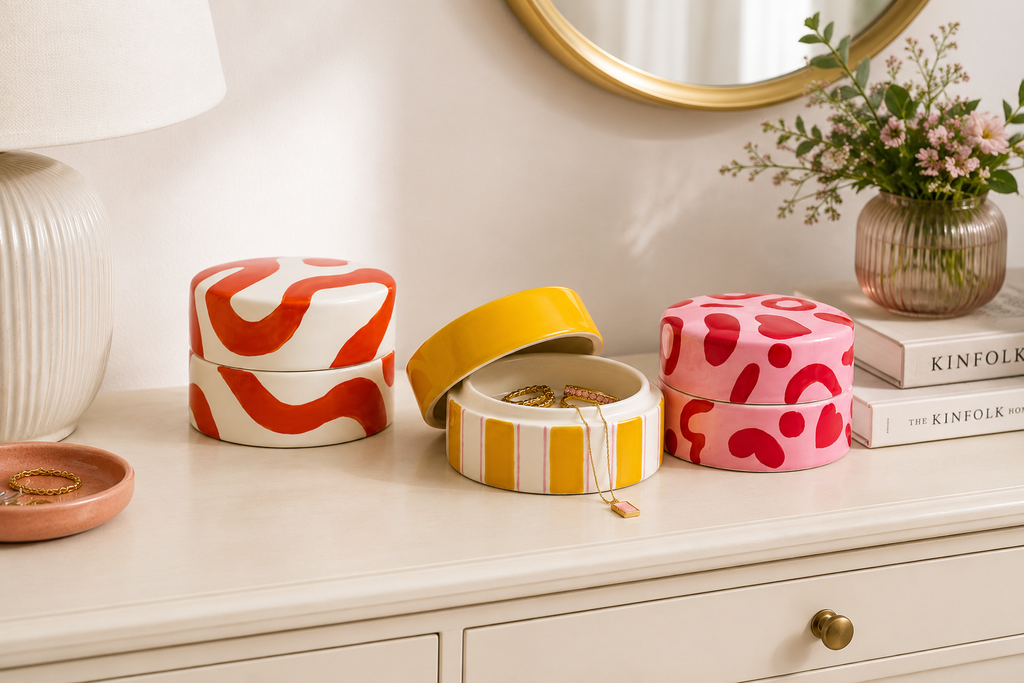 Set di 3 portagioie in ceramica Qué Rico, vista laterale