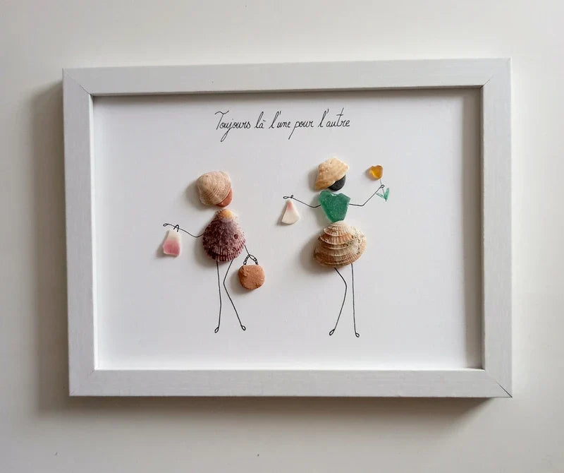 Quadro in vetro di mare due amiche, 13x18 cm, vista laterale