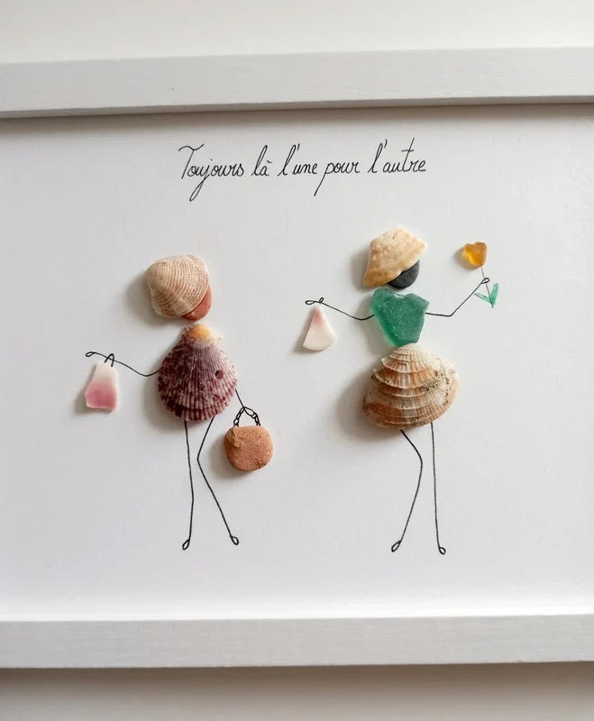 Quadro in vetro di mare due amiche, 13x18 cm, opera di Benedicte Jason