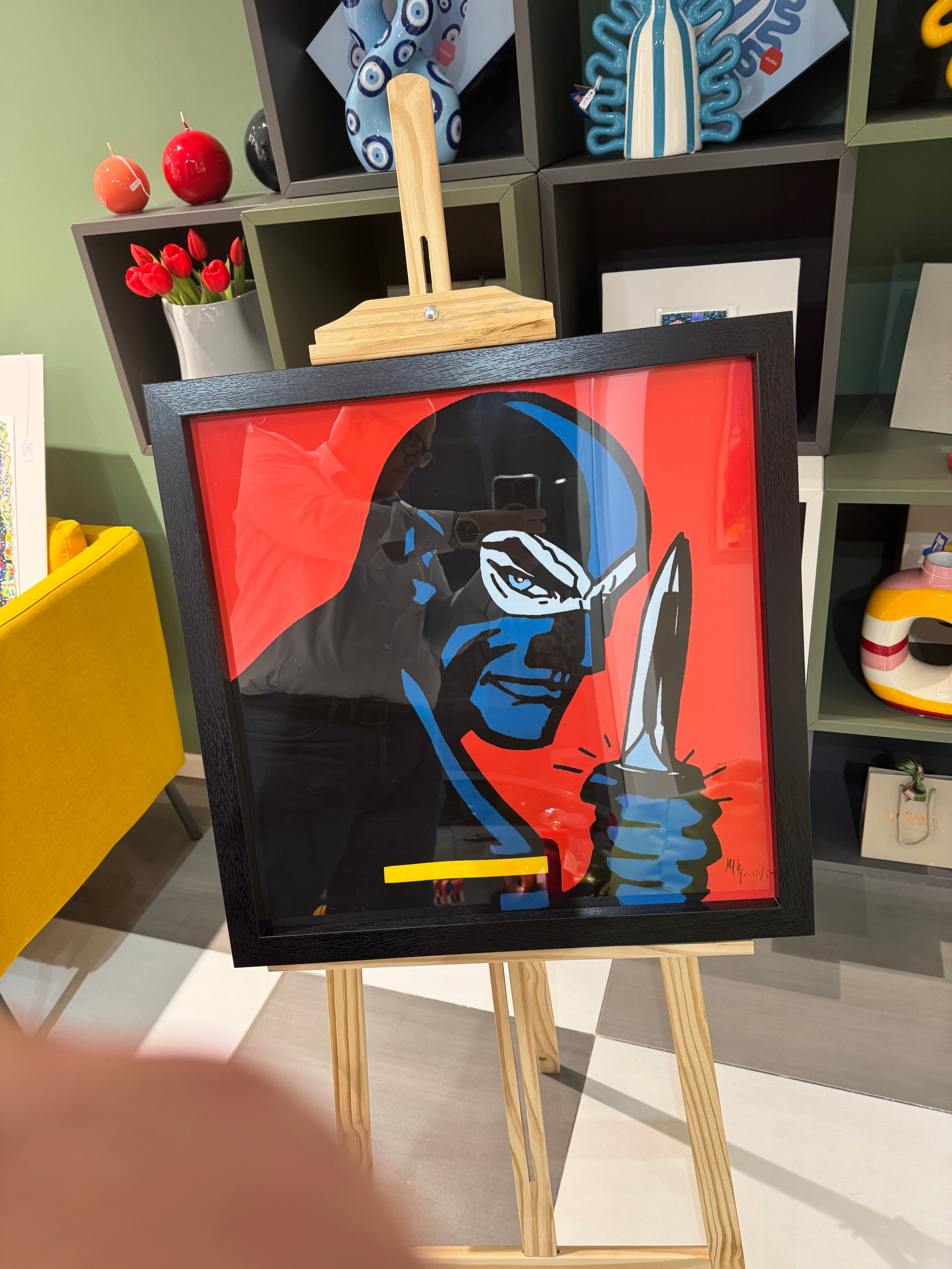 Quadro Pop Art "Mask" Opera decorativa stile Marco Lodola 50x40, dettaglio