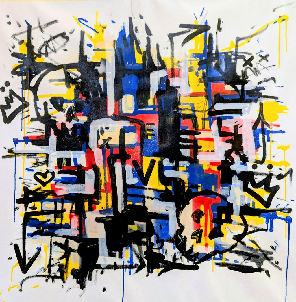 Quadro Street Art "Untamed Lines" di Omhie, 90 x 90 cm
