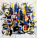 Quadro Street Art "Untamed Lines" di Omhie, 90 x 90 cm