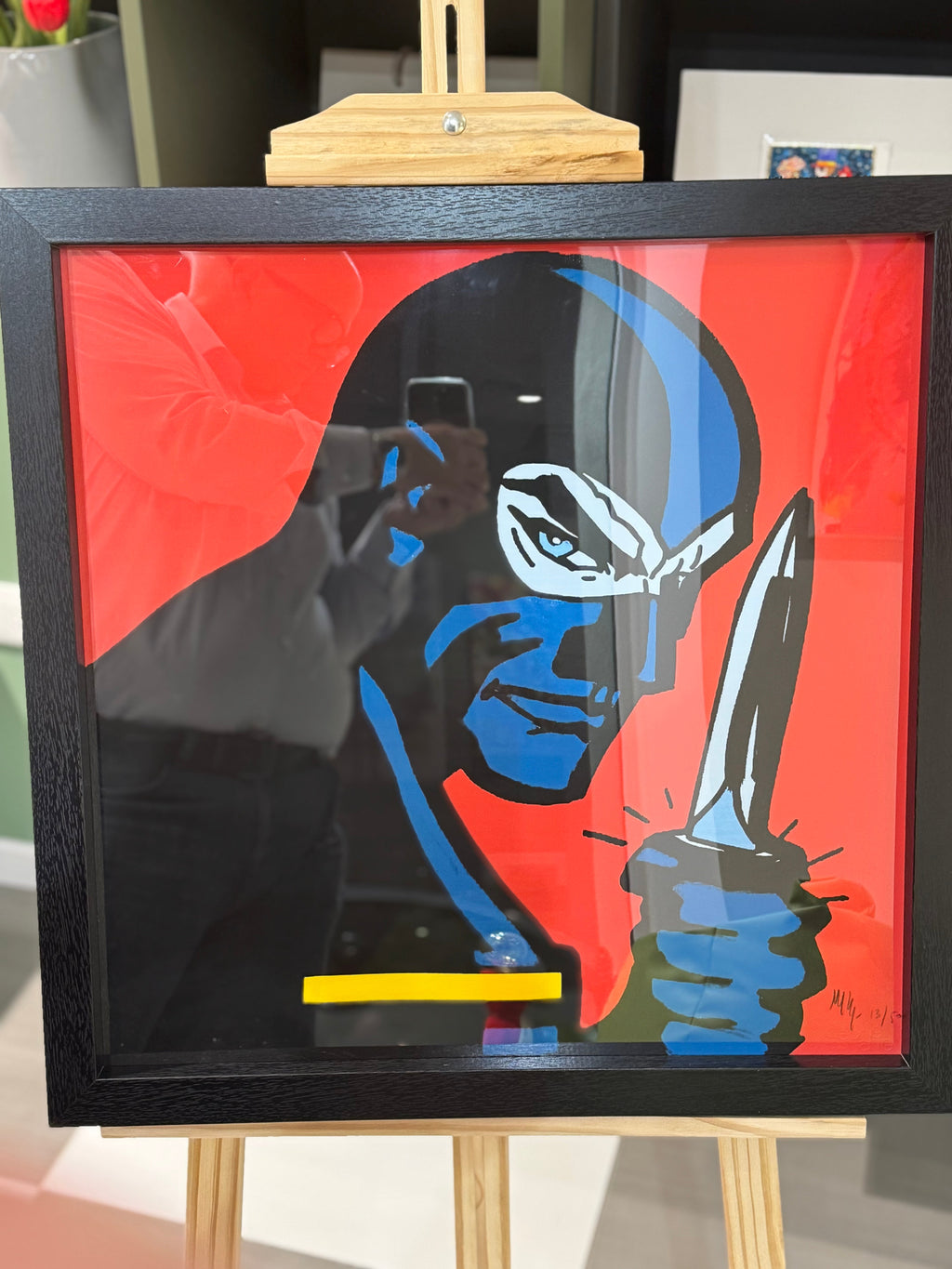 Quadro Pop Art "Mask" Opera decorativa stile Marco Lodola 50x40, vista laterale