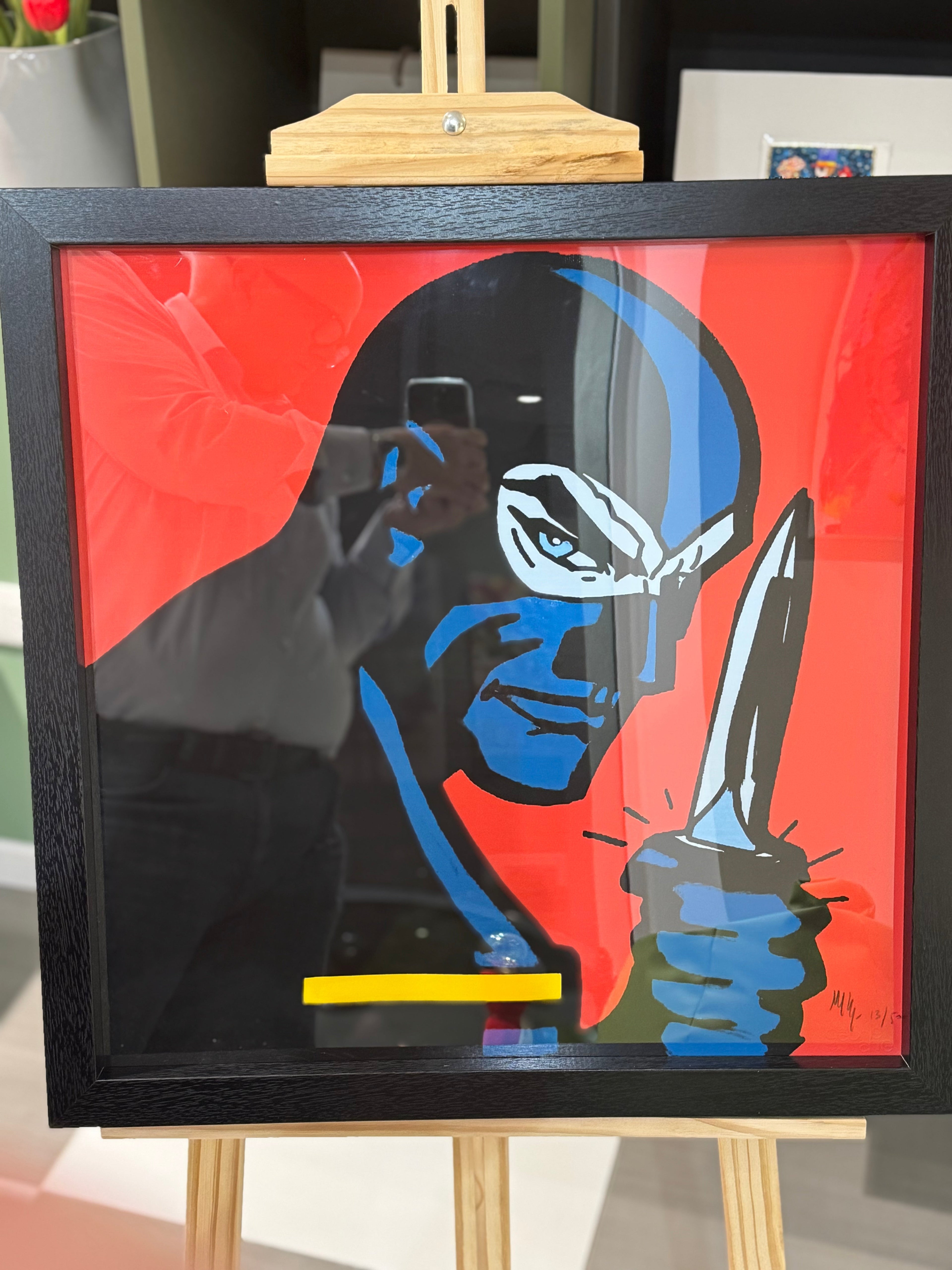 Quadro Pop Art "Mask" Opera decorativa stile Marco Lodola 50x40, vista laterale