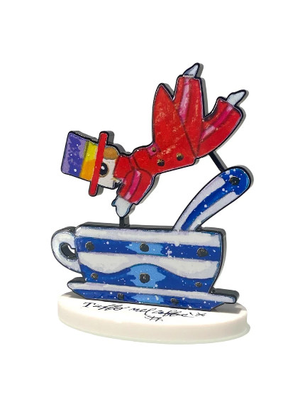 Tuffo nel caffè, opera Musante firmata, vista laterale