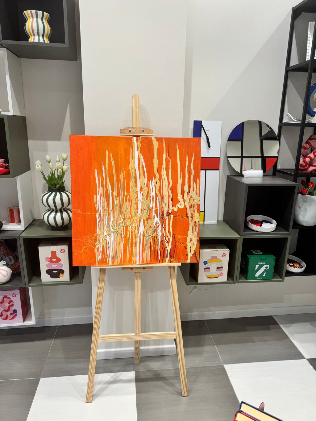 Quadro astratto, 70 × 70 cm, vista laterale