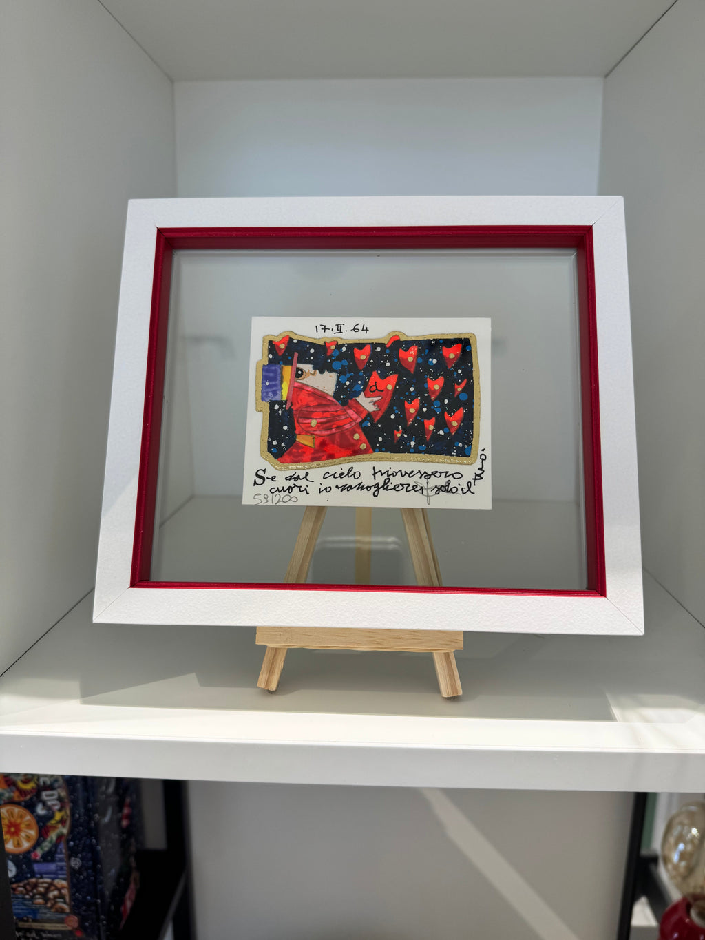 Se dal cielo piovessero cuori, serigrafia Musante firmata, opera di Francesco Musante