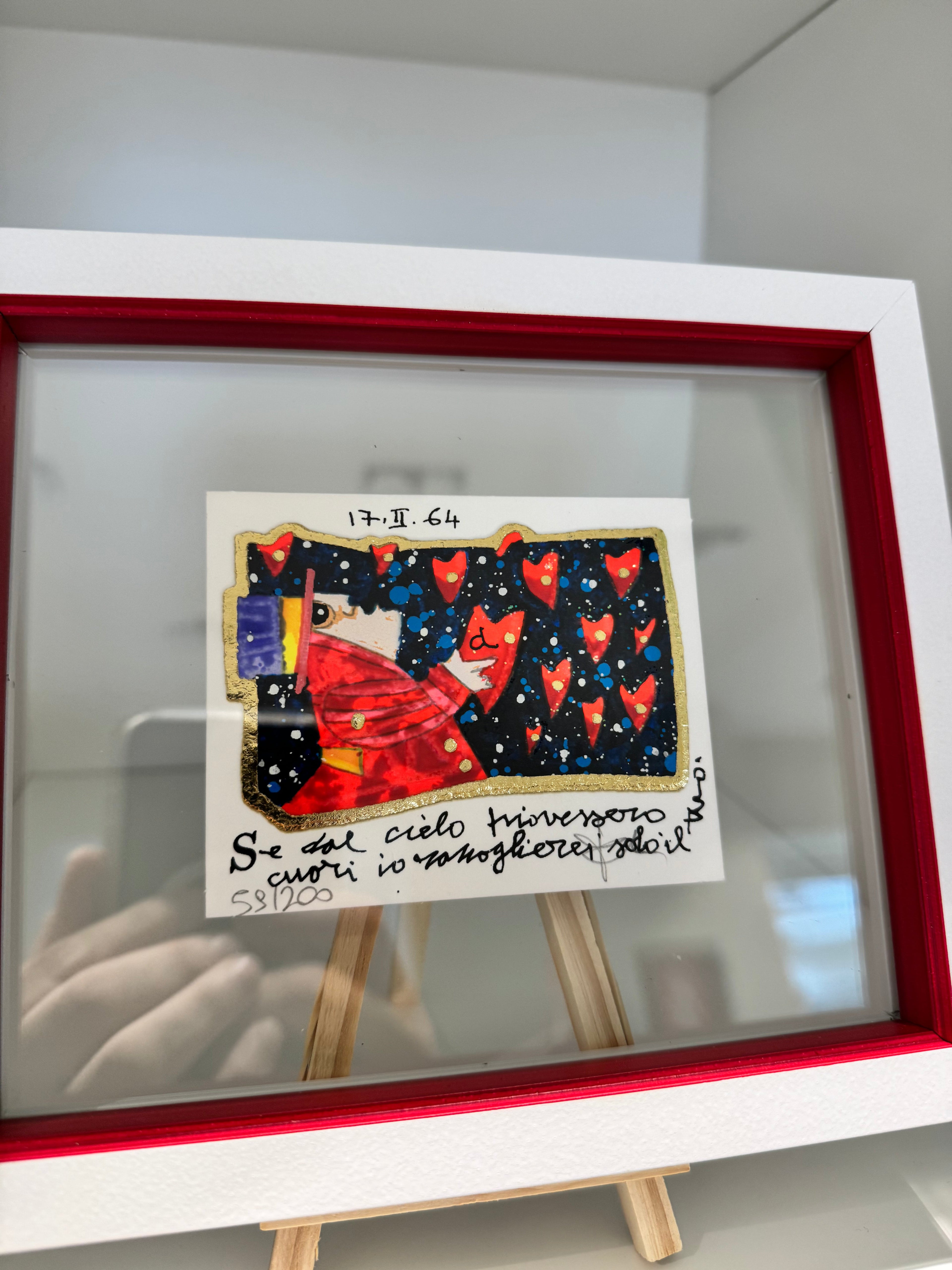 Se dal cielo piovessero cuori, serigrafia Musante firmata, dettaglio