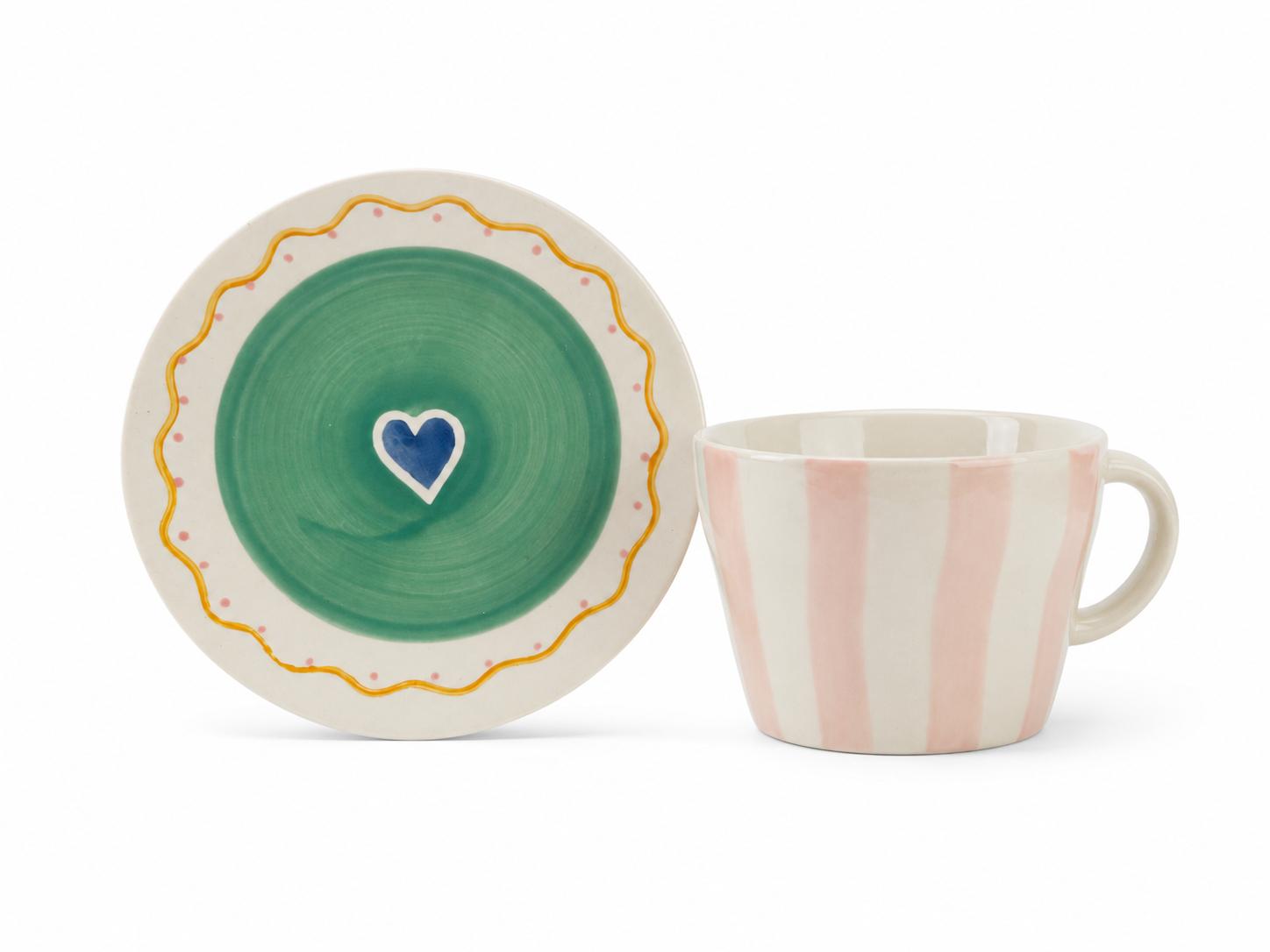 Set tazza e piattino in ceramica dipinta a mano And Nook